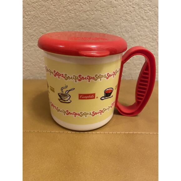 Vintage Campbells Soup Plastic Mug with Lid 12oz Microwaveable - Picture 1 of 6